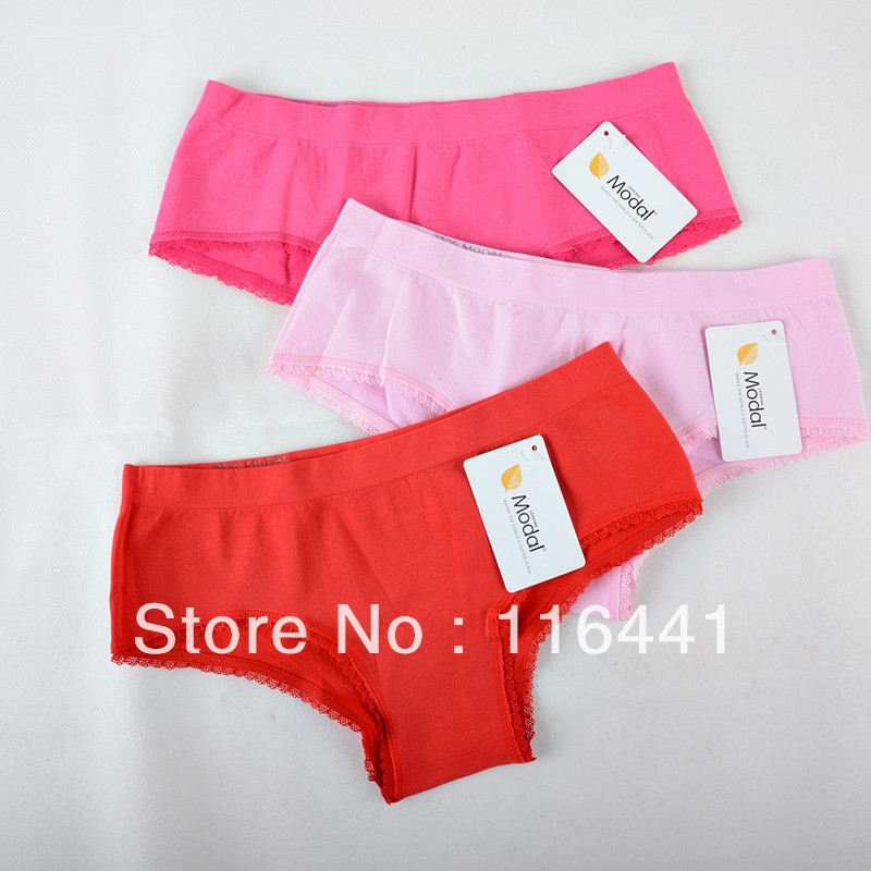 high quality women 's modal briefs simple lace ecoration lady's  lingerie 6 colors for choose