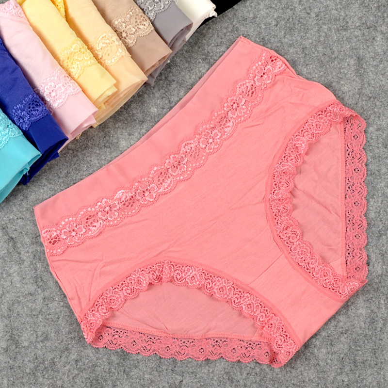 High quality* women's underwear * 90%modal 10%spandex  lace  seamless panties * high waist plus size