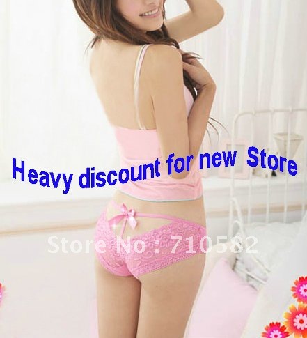 High qualtiy beutifal Lace sexy women panties/underwear,/briefs with bow tie Free shipping 80 pcs/lot