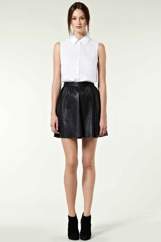 high waist bust PU skirt,lady fashion leather skirt
