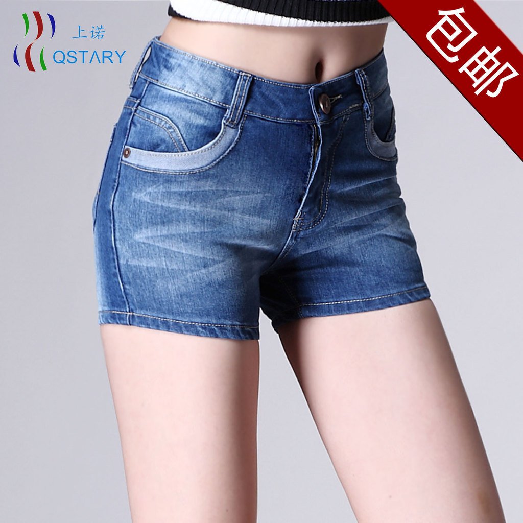 High waist denim shorts 2012 women's plus size jeans mm blue shorts women denim shorts, Free Shipping!