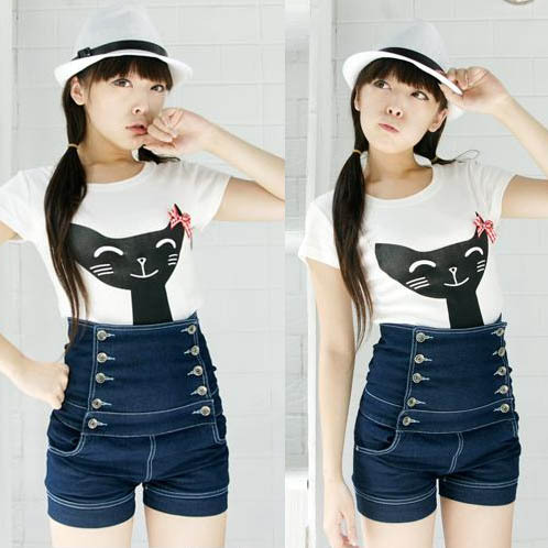 High waist jeans shorts 8924 free shipping