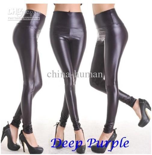 High Waist Leather Skinny Leggings Pants Tights Full Treggings free HK/china post 10pcs/lot