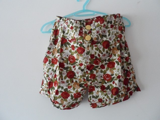 High waisted shorts,100% cotton,small flowers, temperament, all-match, fashion shorts
