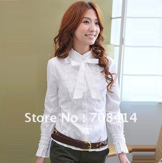 Hight quality 2011 fashion new style ,women Beautiful lace puff super long sleeve shirts/free shippingretail/promotion