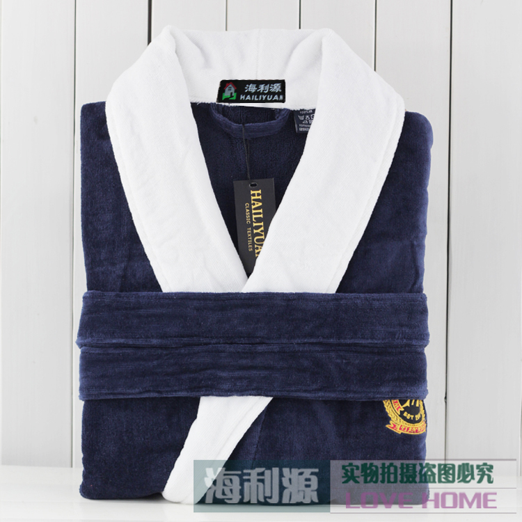 Hilift bathrobes 100% cotton quality velvet thickening bathrobe towel bathrobe robe winter sleepwear