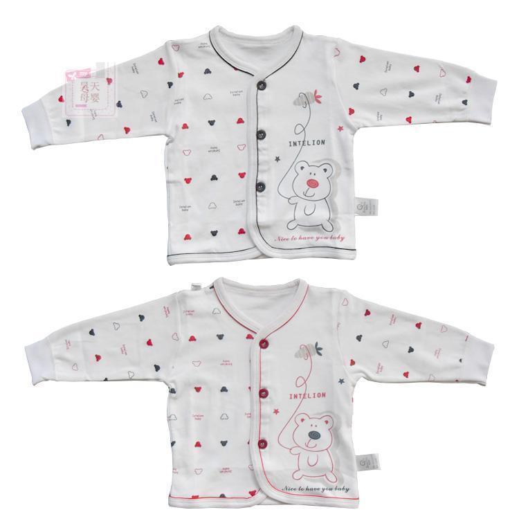 Hindley bear print peach ecgii shirt set spring and autumn 100% cotton underwear top 0-1 year old