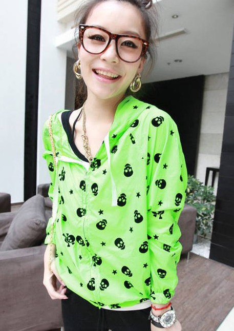 Hiphop candy neon color with a hood thin outerwear sun protection clothing