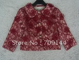 HK  EMS Free Shipping 2012 Fashion Slim organza embroidered jacket  autumn coat
