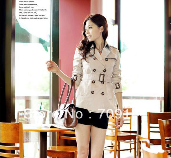 HK Free Shipping Double-breasted Long-sleeved Ladies Jacket Coat Women S M L XL