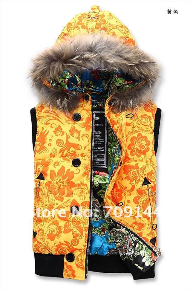 HK  Free Shipping Fashion Hooded Outdoor Down Vest  Women and men Vest Lovers Winter  Coat