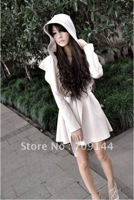 HK   Free Shipping Fashion Long Patten With Belt Design Windbreaker For Female