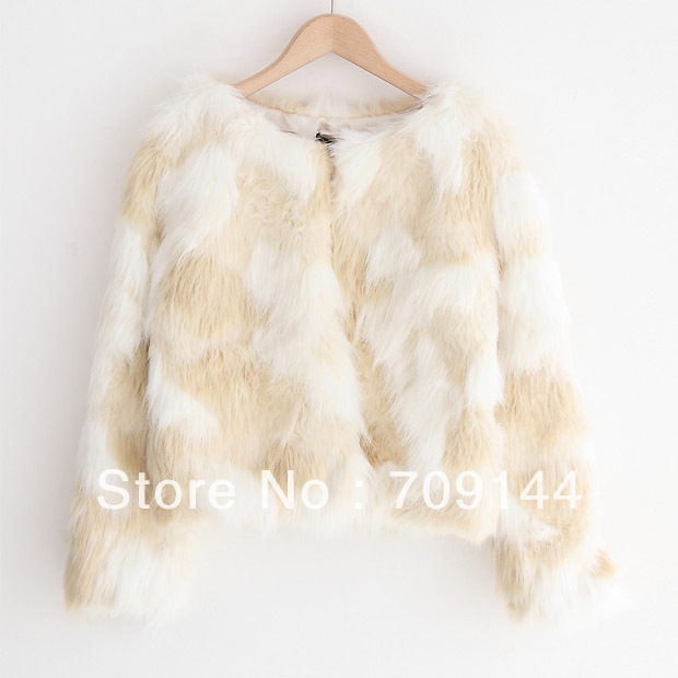 HK Free Shipping Fashion O-neck Winter and Spring Outerwear Jacquard Wool Jacket Women Fur Coat