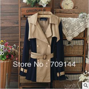 HK Free Shipping Popular Retro Double-breasted Windbreaker  Women Coat S M L