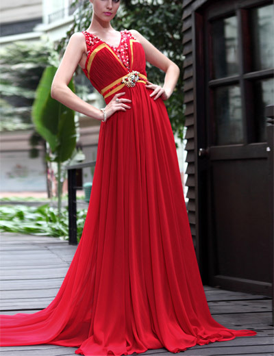 HL30591 Women Red Shoulders Sexy Dress/ Party Show Host /Bride/Formal Dress