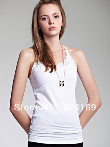 HM-092 Free Shopping Women Exquisite stitching transparent gauze simple vest