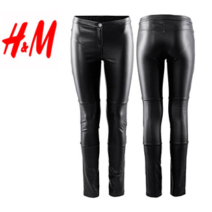 Hm fashion normic punk slim high waist PU trousers skinny pants leather pants zipper claretred faux leather pants Women