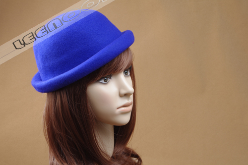 Hm spring and summer candy color vintage fashion small fedoras pure wool dome roll-up hem