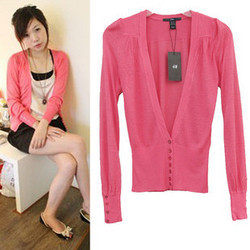 Hm thin V-neck shell button sweater cardigan long-sleeve sun shirt slim women's outerwear A