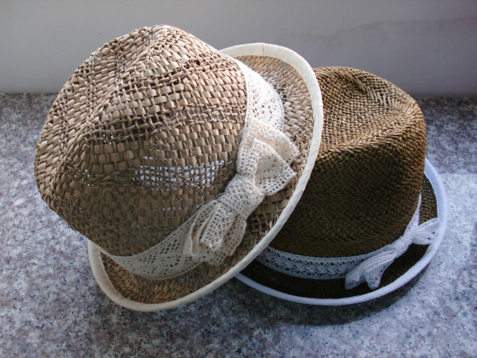 Hm Women spring and summer sunbonnet strawhat knitted cap short brim straw hat