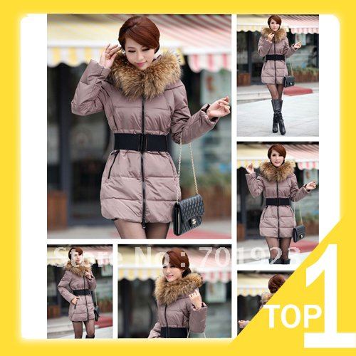Holiday Sale 2012 down coat large fur collar detachable slim medium-long women's Coat Y2686