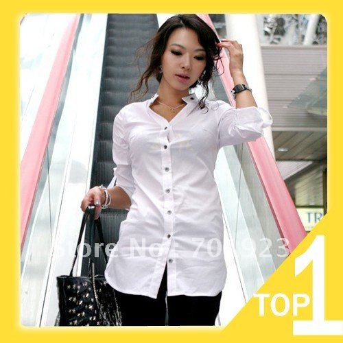 Holiday Sale 2013 Fashion temperament white&black leisure  shirt  Y1752 (Drop shipping support!)