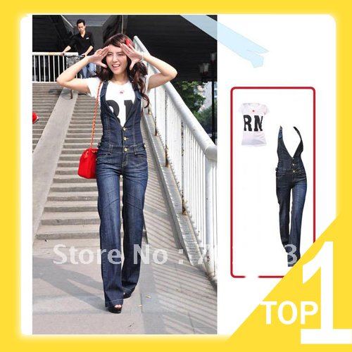 Holiday Sale 2013 New Arrival Free shipping new Siamese jeans, high waist and loose suspenders jeans romper Y2432