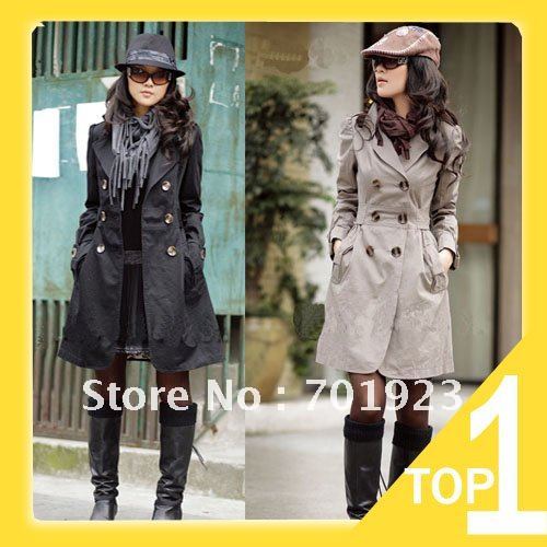 Holiday Sale 2013 New Fashion Women's Slim Fit Trench Double-breasted Coat Casual Outwear free shipping Y2024