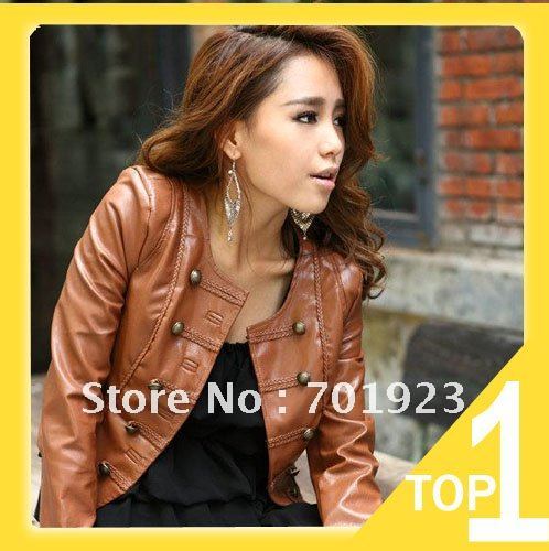 Holiday Sale 2013 Women's short and small leather shorts costume buckle motorcycle pu leather jacket  Y4036