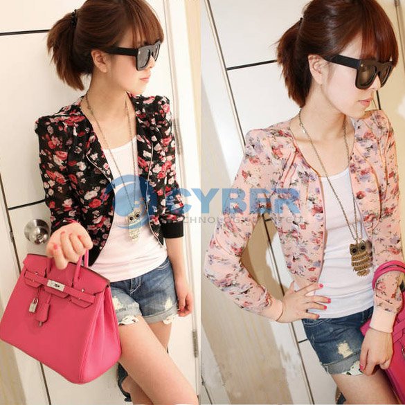 Holiday Sale Fashion Women's Outerwear Spring And Autumn Short Jacket Chiffon Coat 3 Colors
