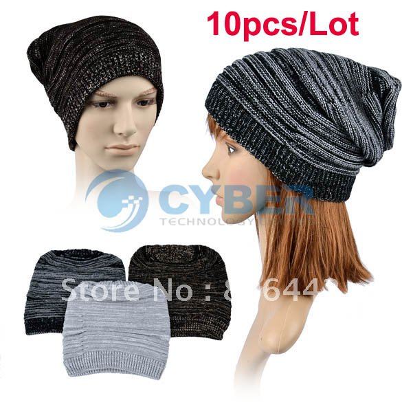 Holiday Sale Free Shipping 10pcs/Lot Korea Men's / Women's Unisex Knitting Ski Slouch Hot Oversized Beanie Hat Cap 7674