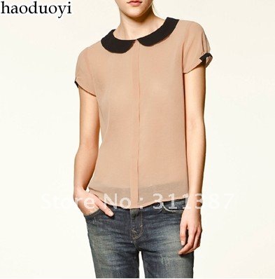 Holiday Sale Free shipping,2012 new arrival Euro style sweetly chiffon women's shirts chiffon shirts SRS01014