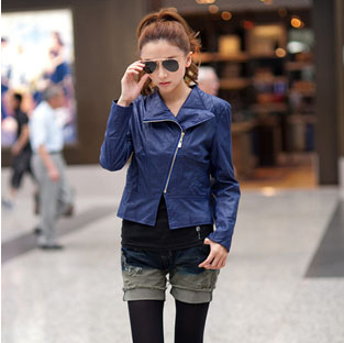 Holiday Sale Free shipping 2012 New Womens Leather Jacket PU Leather Motorcycle Jacket Clothing Turn-down Collar Coat