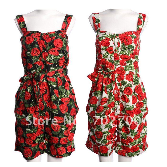 Holiday Sale Free Shipping! 2013 Autumn Winter Fashion Vintage Free Sashes Printed Sexy Suspender Jumpsuit Women