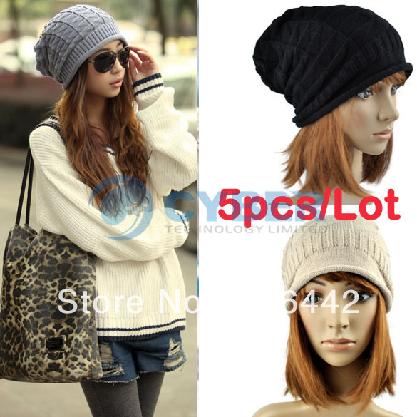 Holiday Sale Free Shipping 5pcs/Lot 2012 Autumn Winter Knitting Wool Hat for Women Caps Lady Knitted Hats Beanie Caps 8046