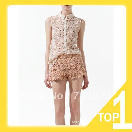 Holiday Sale Free shipping/Drop shipping 2013 Europe Fashion Style Women's Chiffon embroidery  Shirt Y3656