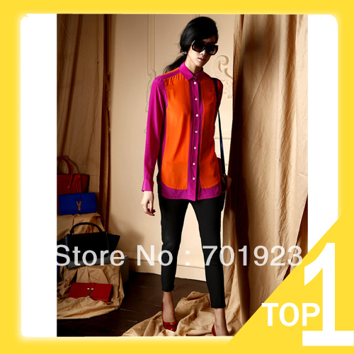 Holiday Sale Free shipping/Drop shipping super star same design fresh color long sleeve chiffon ladies blouse Y6160