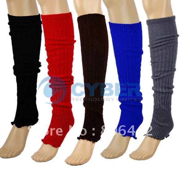 Holiday Sale Free Shipping Women's Ladies Knit Stripe Leg Warmers Stocking Socks Legging Finger Gloves 7870