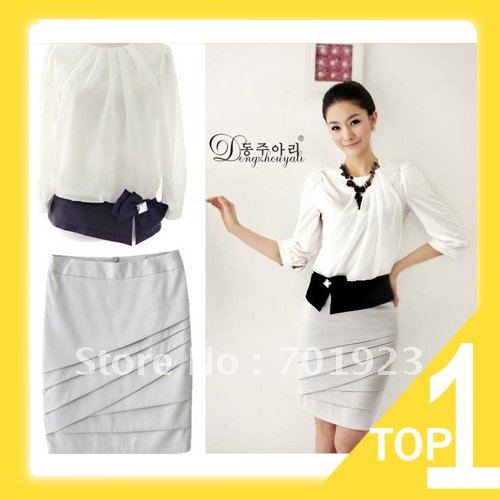 Holiday Sale Holiday Sale 2013 work wear lady's summer chiffon skirt women's work uniforms OL dress FREE SHIPPING Y3957