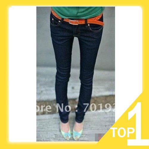 Holiday Sale Korean Hot Sale Slim Pure Ladie's Fashion Trousers Blue zzwpp free shipping Y3999