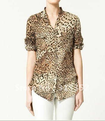 holiday sale New Arrival Fashion Leopard Elegant Chiffon Blouse Long Sleeve Casual T-Shirts  For Women