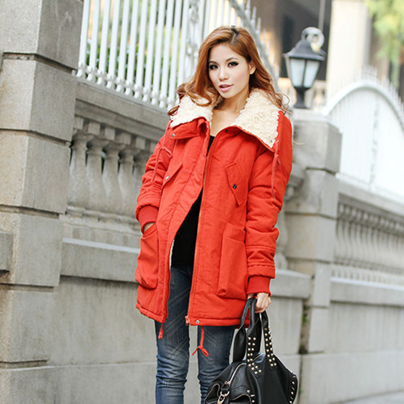 holiday sale!! New Winter Women's Lady Fleece Parka Coat Zip Overcoat Long Jacket Warm Red ,Free Shipping  Dropshipping