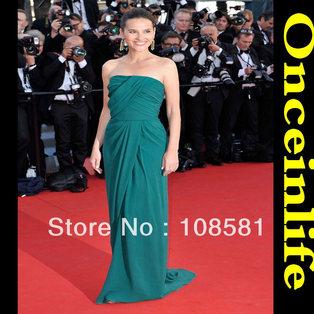 Holiday Sale Strapless Chiffion Emerald Green Evening Dresses