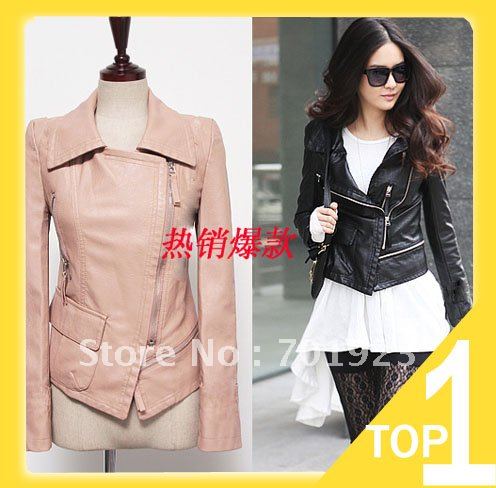 Holiday Sale Wholesale&Retail, Leather Jacket Women, Women's Jacket, Motorcycle Jacket, Pink&Black  Y4021