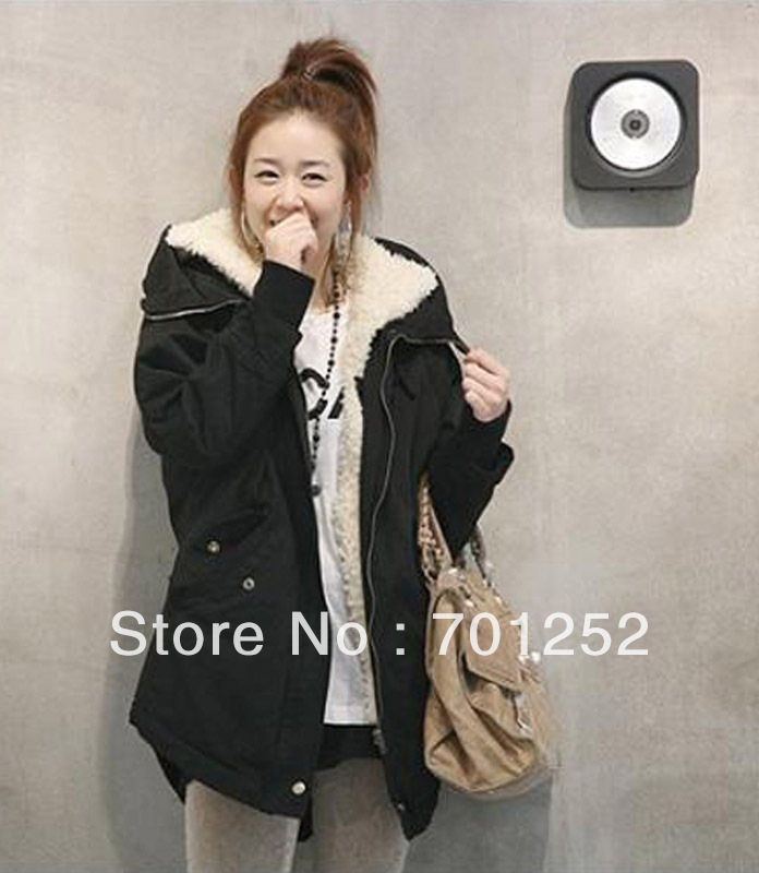 holiday sale!!  Winter Women's Fleece Parka Warm Coat Hoodie Plus Size Overcoat Long Jacket  Black ,Free Shipping  Dropshipping
