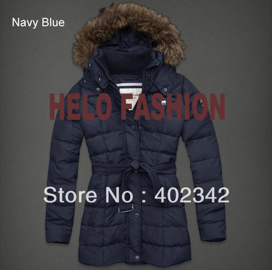 Holiday Sale Women's Winter Warm Fur Collar Long Down Coat Jacket Clothes Wholesale Retail Free Shipping HW0118 Black Gray Blue