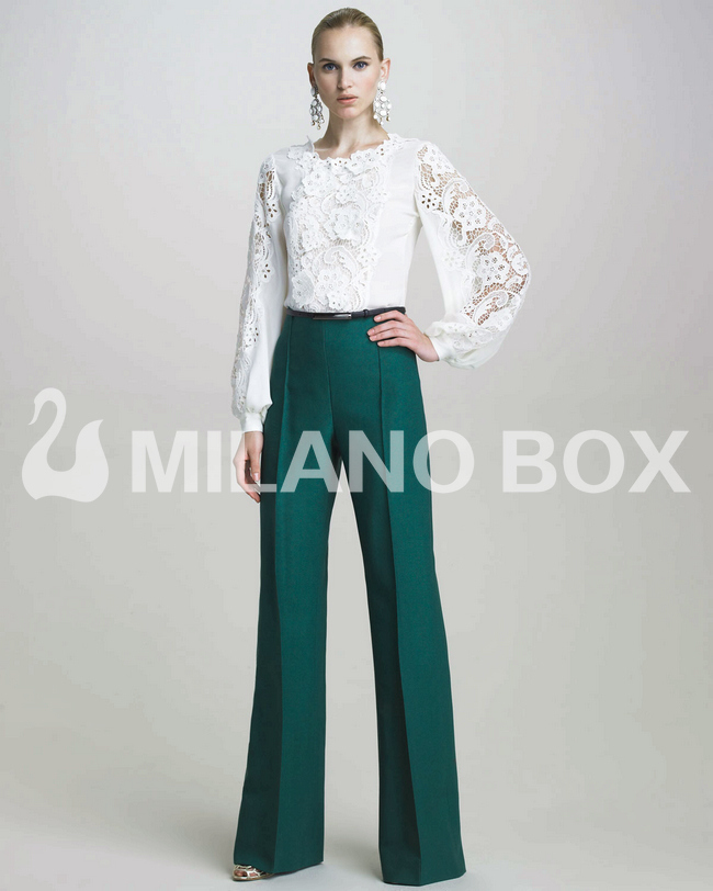 Hollow out water flowers broad leg conjoined twin pants