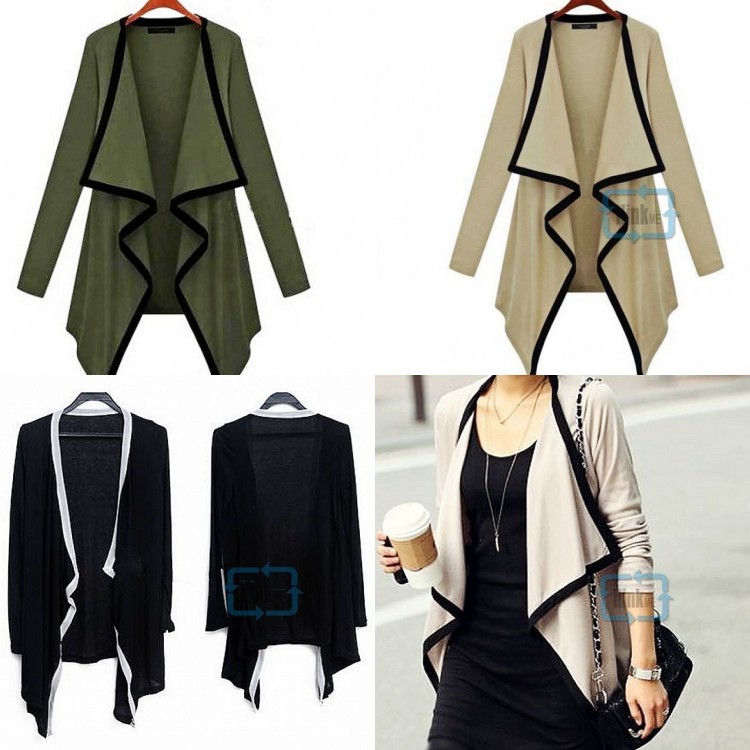 Hollywood Star Military Women Irregular Thin Long Sleeve Blazer Cardigan
