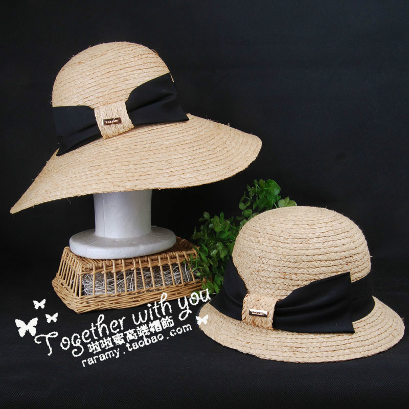 Honey campaigners strawhat bow vintage bucket hat summer fashion dome fedoras sun-shading bucket hats female