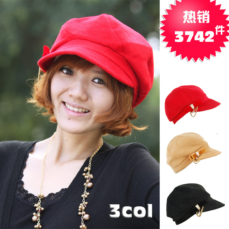 Honey cap female hat beret fashion vintage solid color newsboy cap